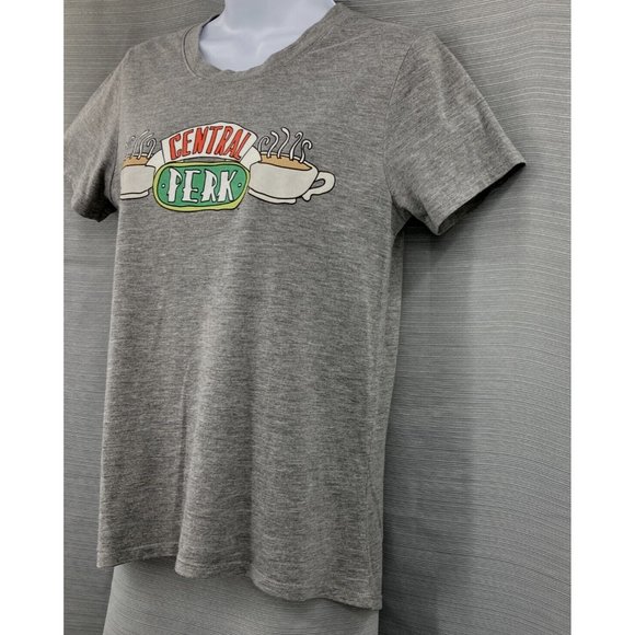 Friends TV Show Central Perk Logo Tshirt Gray Short Sleeve Hi-Lo Hem Womens Med - Picture 2 of 9